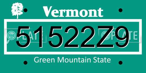 51522Z9 Vermont License Plate