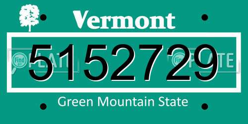 5152729 Vermont License Plate