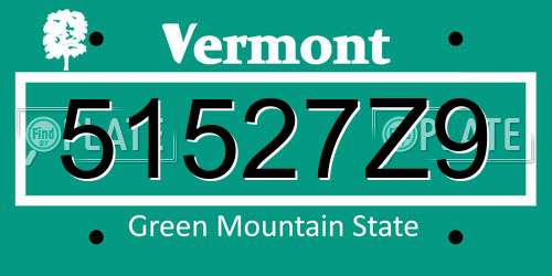 51527Z9 Vermont License Plate