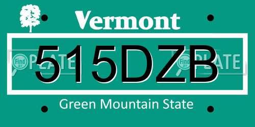 515DZB Vermont License Plate