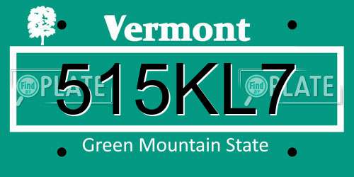 515KL7 Vermont License Plate