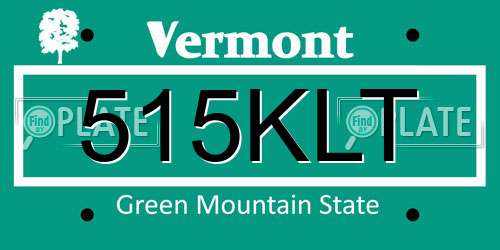 515KLT Vermont License Plate