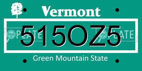 515OZ5 Vermont License Plate