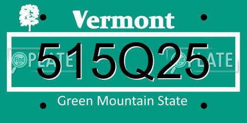 515Q25 Vermont License Plate