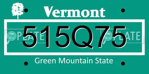 515Q75 Vermont License Plate