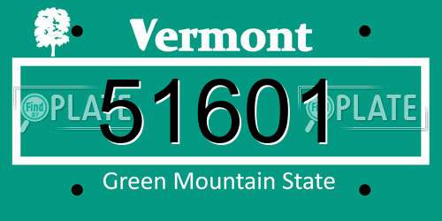 51601 Vermont License Plate