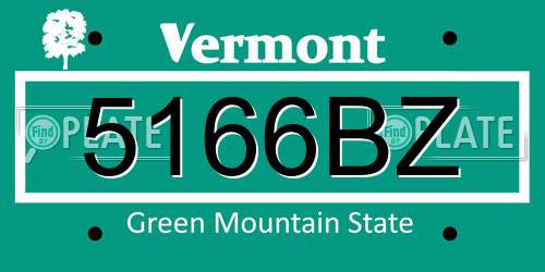 5166BZ Vermont License Plate
