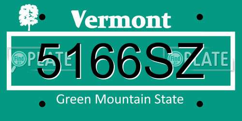 5166SZ Vermont License Plate