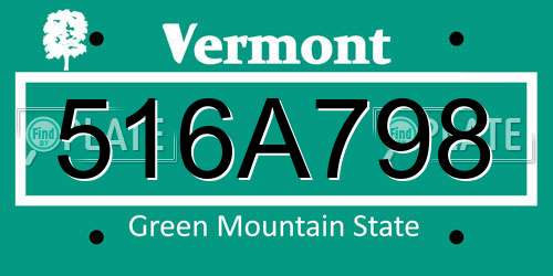 516A798 Vermont License Plate