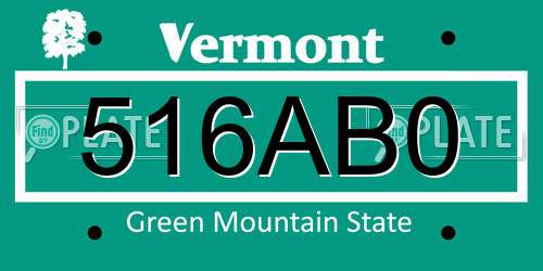 516AB0 Vermont License Plate