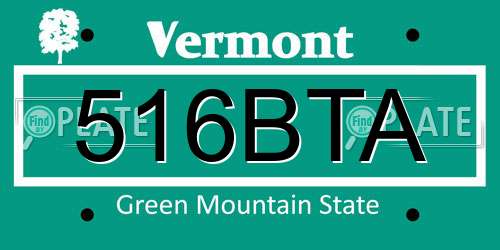 516BTA Vermont License Plate