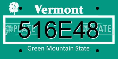 516E48 Vermont License Plate