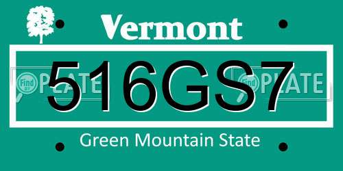 516GS7 Vermont License Plate