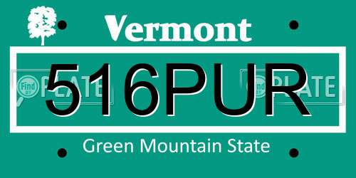 516PUR Vermont License Plate