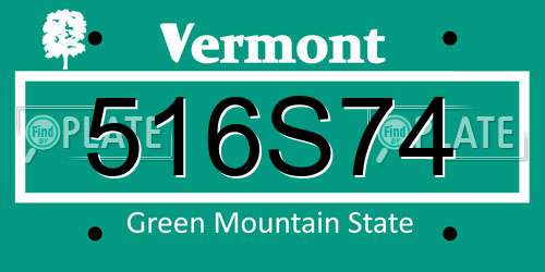 516S74 Vermont License Plate