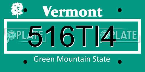 516TI4 Vermont License Plate