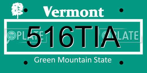 516TIA Vermont License Plate