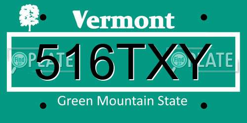 516TXY Vermont License Plate