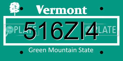 516ZI4 Vermont License Plate