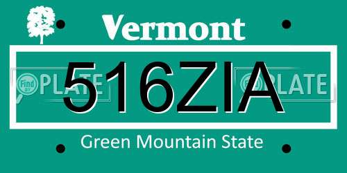 516ZIA Vermont License Plate