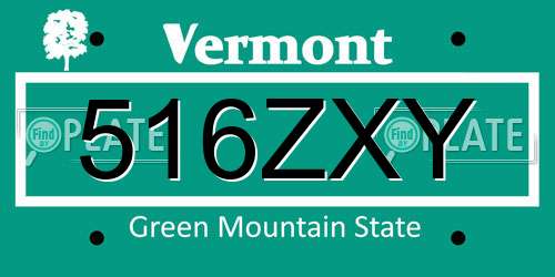 516ZXY Vermont License Plate