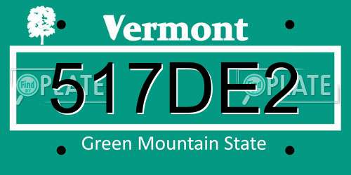 517DE2 Vermont License Plate