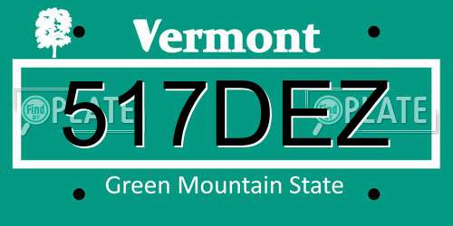 517DEZ Vermont License Plate