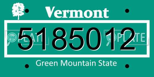 5185012 Vermont License Plate