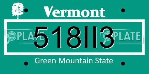 518II3 Vermont License Plate