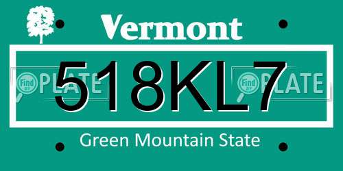 518KL7 Vermont License Plate