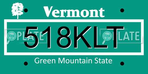 518KLT Vermont License Plate