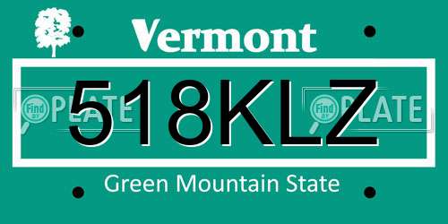 518KLZ Vermont License Plate