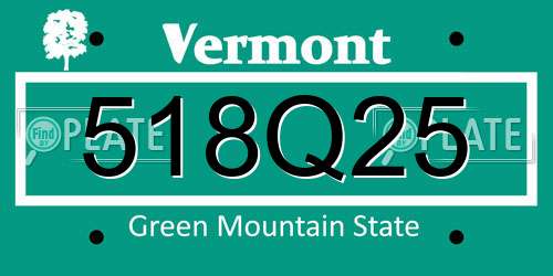 518Q25 Vermont License Plate