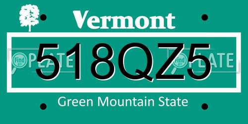 518QZ5 Vermont License Plate