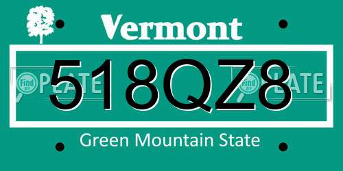 518QZ8 Vermont License Plate