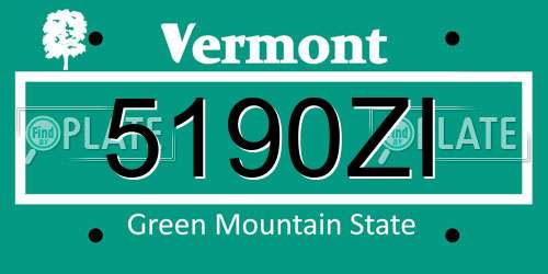 5190ZI Vermont License Plate