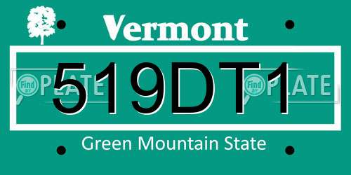 519DT1 Vermont License Plate