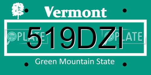 519DZI Vermont License Plate