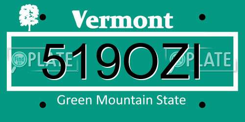 519OZI Vermont License Plate