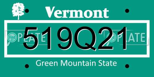 519Q21 Vermont License Plate