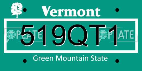 519QT1 Vermont License Plate