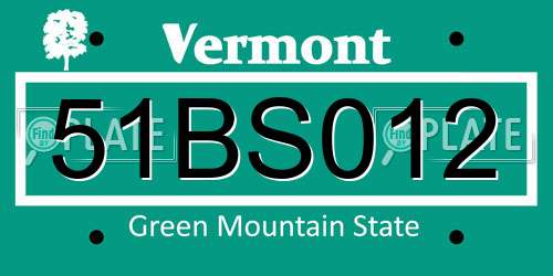 51BS012 Vermont License Plate