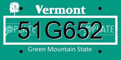 51G652 Vermont License Plate