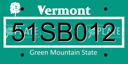 51SB012 Vermont License Plate
