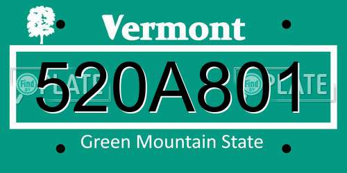 520A801 Vermont License Plate