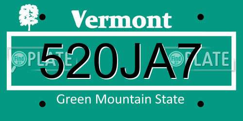 520JA7 Vermont License Plate