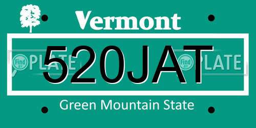520JAT Vermont License Plate