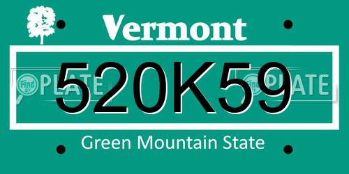 520K59 Vermont License Plate