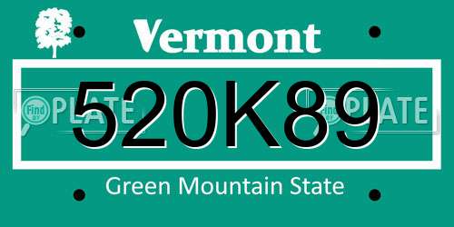 520K89 Vermont License Plate