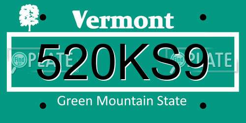 520KS9 Vermont License Plate